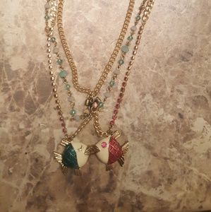 Betsey Johnson kissing fish necklace